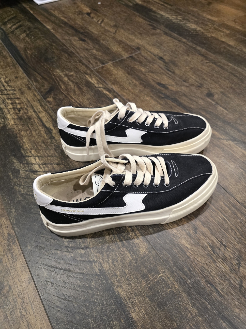 SWC Men's Black and White Low-Top Canvas Sneakers